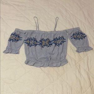 blue floral crop top